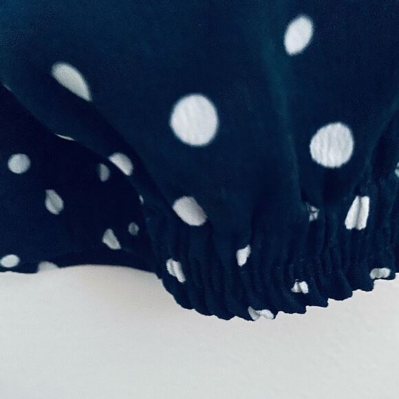Cynthia Rowley Navy Blue & White Polka Dot Slip-On Pants Size 10 | Elastic Waist - Picture 7 of 9